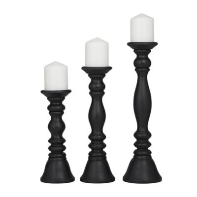 Image showing  Wood Turned Style Pillar Decorative Candle Holder