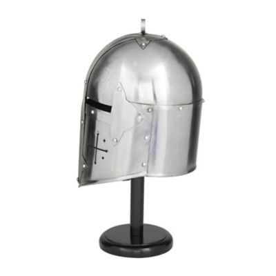 Image showing  Metal Replica Medieval Knight Crusader Decorative Helmet with Black Wood Stand
