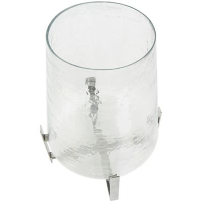 Image showing  Stainless Steel Metal Room Hurricane Lamp with Stainless Steel X Shaped Base
