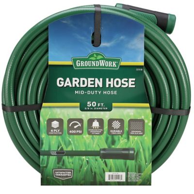 GroundWork 5/8 in. x 50 ft. Mid-Duty Garden Hose, 400 PSI, Green