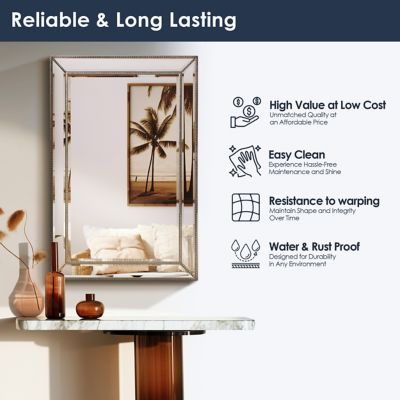 Image showing  Metro Beaded Glass Framed Wall Mounted Vanity Mirror