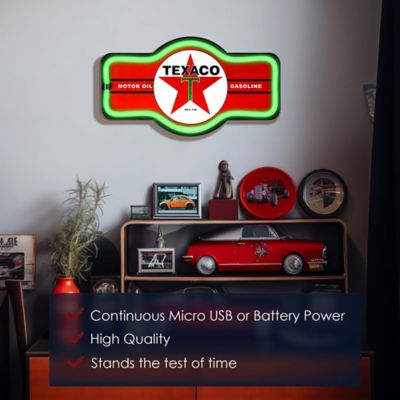 Image showing  Officially Licensed Vintage Texaco LED Neon Light Up Sign 9.5 in. x 17.5 in.