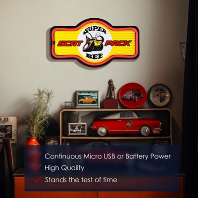 Image showing  Dodge Super Bee Scat Pack LED Neon Light Sign Wall Decor 9.5 in. x 17.25 in.