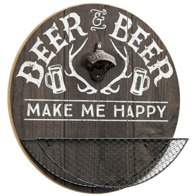 American Art Decor Deer & Beer Bottle Opener and Cap Catcher Wall Decor