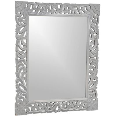 American Art Decor Hand-Carved Wood Medallion Accent Wall Mirror 25 in. x 31 in.