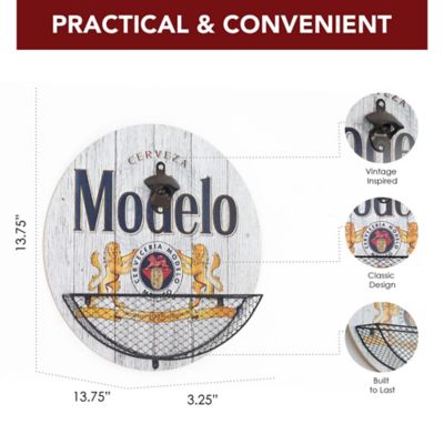 Image showing  Modelo Beer Bottle Opener & Cap Catcher Wall Decor 14 in.