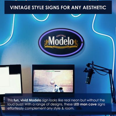 Image showing  Officially Licensed Modelo Oval Neon LED Rope Wall Sign 16 in.x10 in.