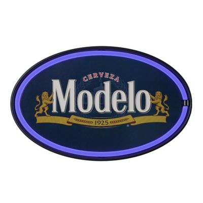 Image showing 7 th American Art Decor Officially Licensed Modelo Oval Neon LED Rope Wall Sign 16 in.x10 in.