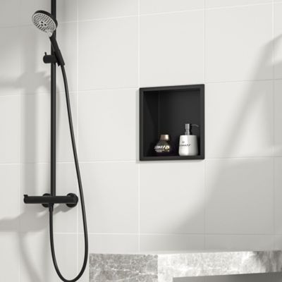 Image showing  12 in. Stainless Steel Shower Shelf Niche, Matte Black