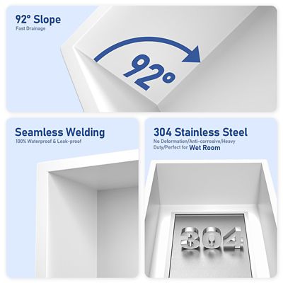 Image showing  12 in. Stainless Steel Shower Shelf Niche, Matte White