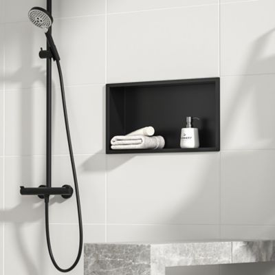 Image showing  24 in. Stainless Steel Shower Shelf Niche, Matte Black