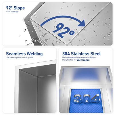 Image showing  24 in. Stainless Steel Shower Shelf Niche, Brushed