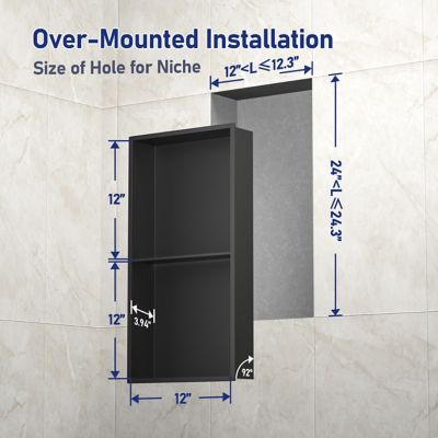 Image showing  24 in. Stainless Steel Double Shelf Shower Niche, Matte Black