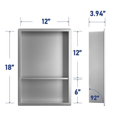 Image showing  18 in. Stainless Steel Double Shelf Shower Niche, Brushed