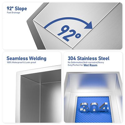 Image showing  18 in. Stainless Steel Double Shelf Shower Niche, Brushed