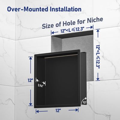 Image showing  12 in. Stainless Steel Shower Niche with LED Strip Light