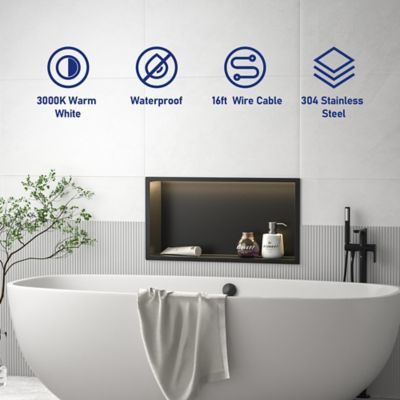 Image showing  24 in. Stainless Steel Shower Niche with LED Strip Light