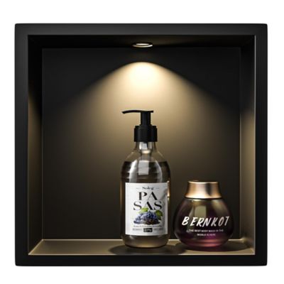 Image showing  12 in. Stainless Steel Shower Niche with LED Round Light