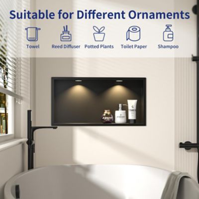 Image showing  24 in. Stainless Steel Shower Niche with LED Round Light