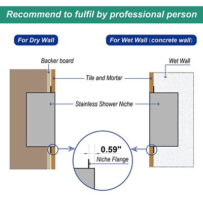Image showing  12 in. Stainless Steel Shower Niche, Rimless, Brushed