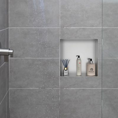 Image showing  12 in. Stainless Steel Shower Niche, Rimless, Brushed
