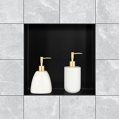 Image showing  12 in. Stainless Steel Shower Niche, Rimless, Black