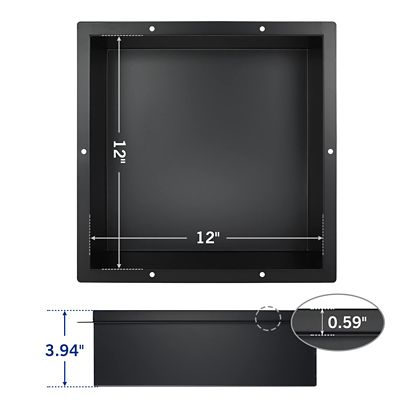 Image showing  12 in. Stainless Steel Shower Niche, Rimless, Black