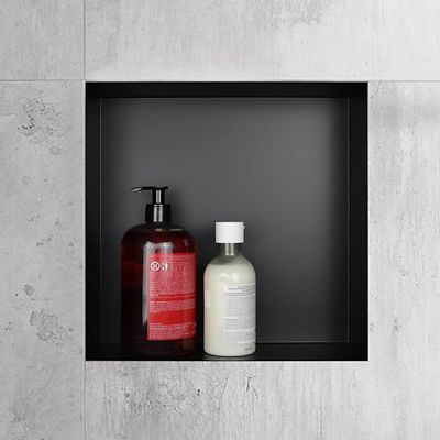 Image showing  12 in. Stainless Steel Shower Niche, Rimless, Black