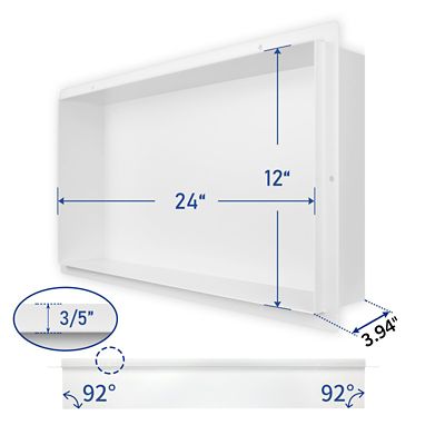 Image showing  12 in. Stainless Steel Shower Niche, Rimless, White