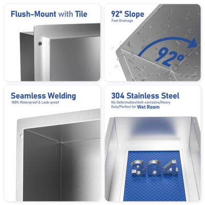 Image showing  24 in. Stainless Steel Shower Niche, Rimless, Brushed