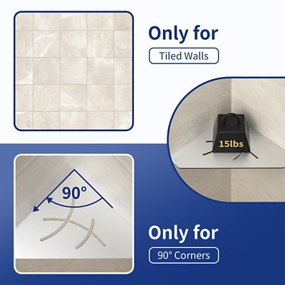 Image showing  10 in. Stainless Steel Pentagonal Corner Shower Shelf, Brushed, 2-Pack