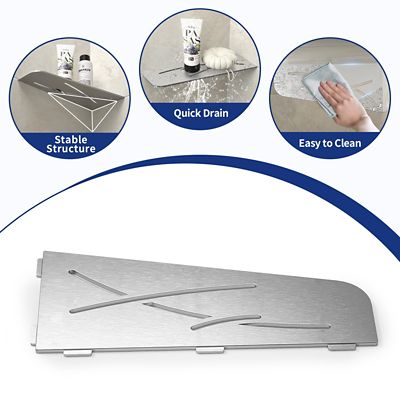 Image showing  12 in. Stainless Steel Quadrilateral Corner Shelf - 2 pk., Brushed