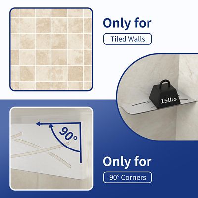 Image showing  12 in. Stainless Steel Quadrilateral Corner Shelf - 2 pk., Brushed