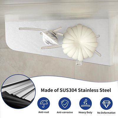 Image showing  12 in. Stainless Steel Quadrilateral Corner Shelf - 2 pk., Brushed