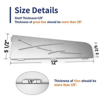 Image showing  12 in. Stainless Steel Quadrilateral Corner Shelf - 2 pk., Brushed