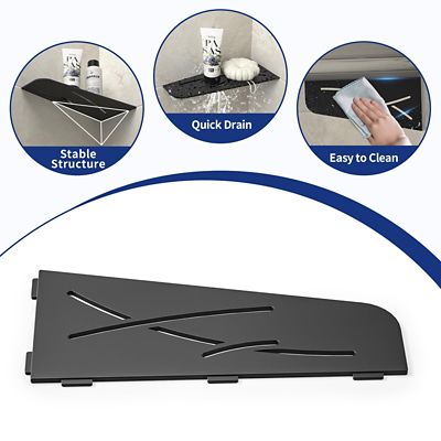 Image showing  12 in. Stainless Steel Quadrilateral Corner Shelf - 2 pk., Matte Black