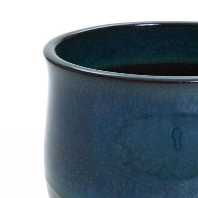 Image showing  Blue and Green Ombre Round Decorative Ceramic Planter Pot