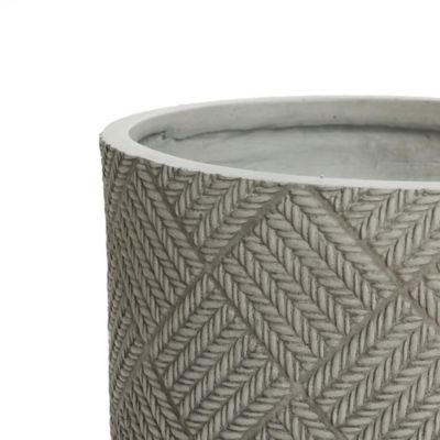 Image showing  Gray Glen Pattern 22.4-Inch Tall MgO Round Planter, Indoor and Outdoor