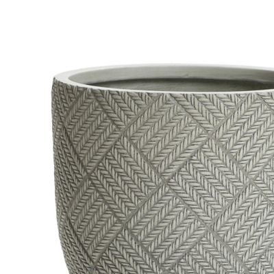 Image showing  Beige Glen Pattern Tall MgO Round Planter, Indoor and Outdoor