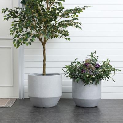 Image showing  Minimalistic Modern Gray Tall Round Tapered MgO Planter