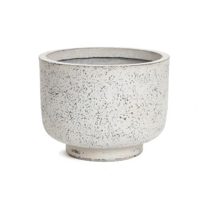 LuxenHome Rustic White with Gray Tall Round MgO Planter