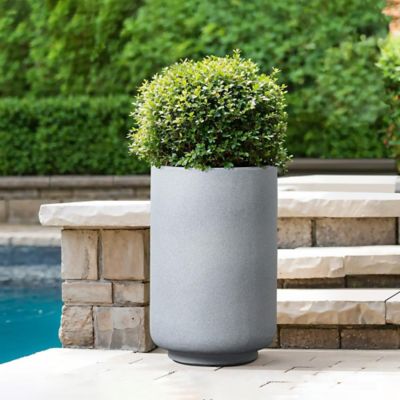 Image showing  Minimalistic Modern Gray Tall Round MgO Planter