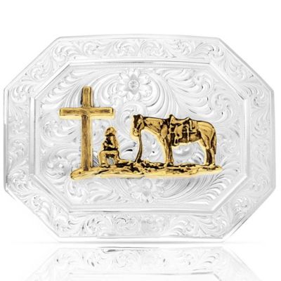 Montana Silversmiths Out West Buckle with Christian Cowboy