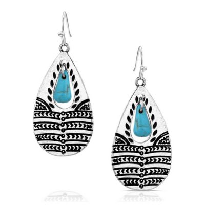 Montana Silversmiths Etched Statement Turquoise Earrings