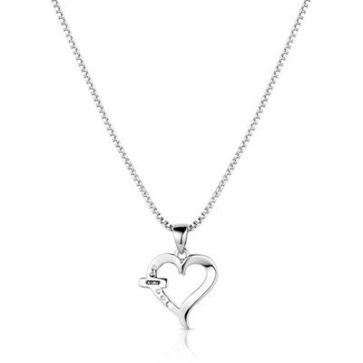 Image showing  With Love Heart Pendant Necklace, Silver Tone