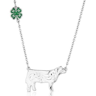 Montana Silversmiths 4-H Steer Showman Pendant Necklace, Silver Tone