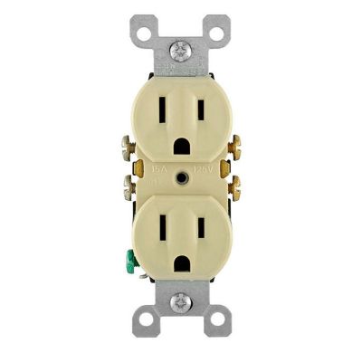 Leviton Receptacle Duplex 125 VAC 15 A 2 Outlets 2 Pole 3 Wires Thermoplastic Rubber Ivory