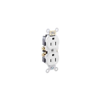 Leviton Receptacle Duplex 125 VAC 15 A 2 Outlets 2 Pole 3 Wires Side Wire Terminal Nylon White