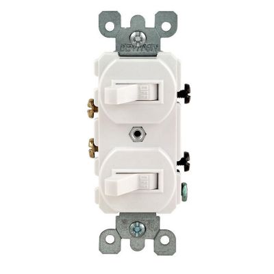 Leviton 15 Amp Combination Toggle Switch and Duplex Outlet 120/277 Volt Wall Mount Lead Wire 1 Pole Durable Thermoplastic White