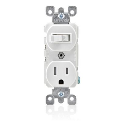 Leviton Combination Switch, Tamper Resistant Outlet, White